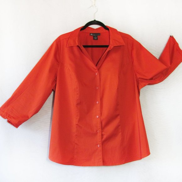 LANE BRYANT 24 Polished Cotton Blouse/Vintage - Picture 1 of 4